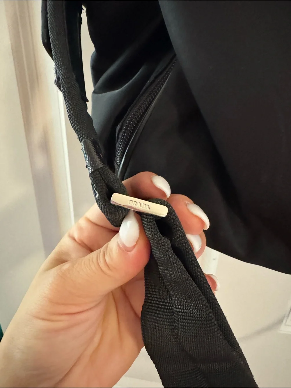 Prada Black Nylon Diaper Bag Tote with Leather Straps
